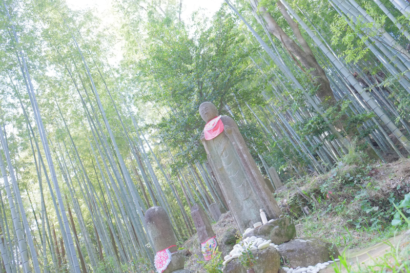 松本峠の途中にある等身大ほどの大きなお地蔵さま。建ったその日に妖怪と間違えられて鉄砲傷をつけられてしまったそうです。みなさん、思い思いの構図やカメラの設定で撮影していました。