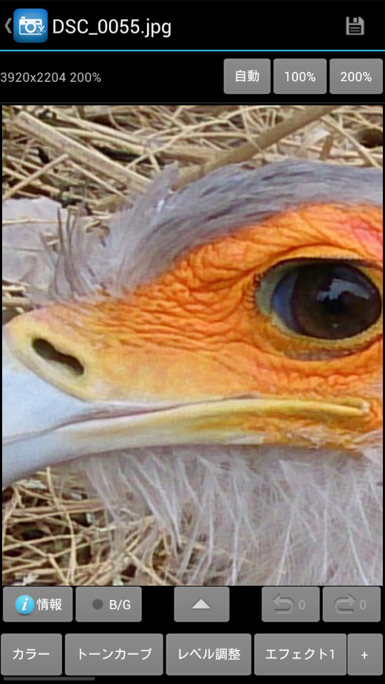 「200％」アイコンをタップすると2倍表示となる