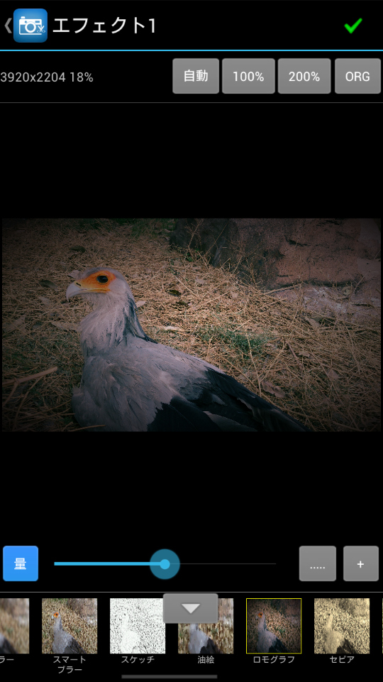 エフェクト量の調整も可能だ