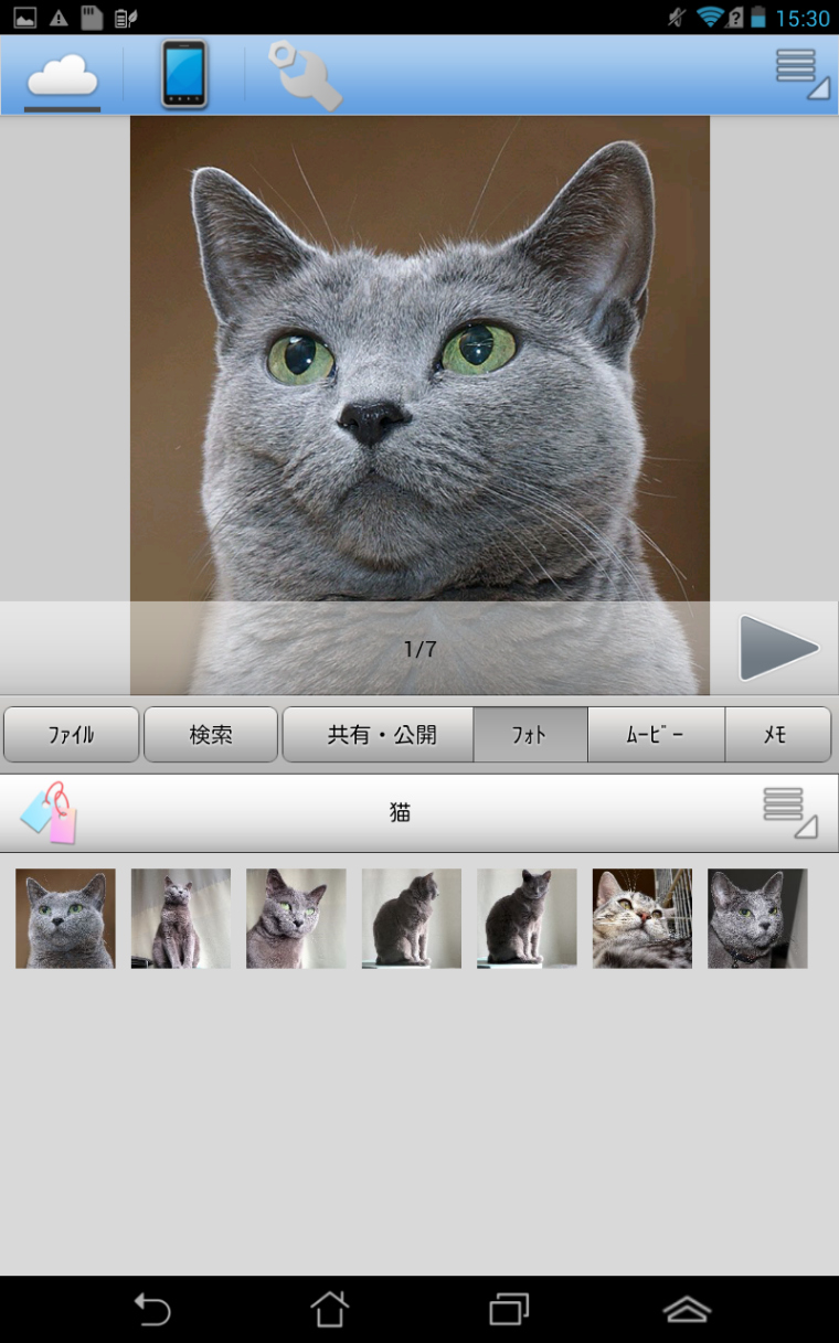 スマートフォン用アプリでもメニューの「詳細」からタグを設定していける。タグを使った絞り込み検索もできる。