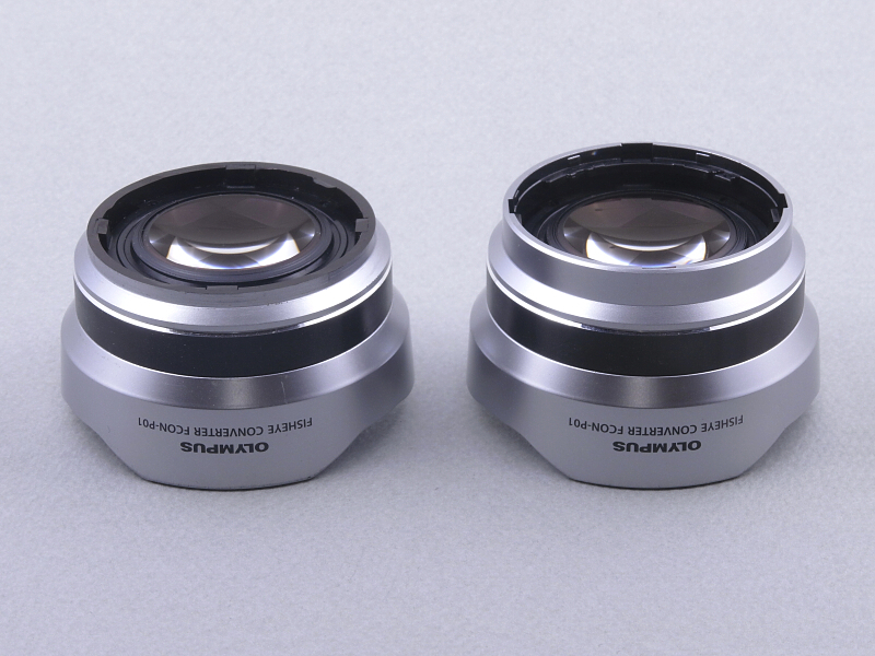 そこで、魚眼コンバーターの根元をレザーソー（精密ノコギリ）でカットした。改造後（左）と改造前（右）を比較すれば、その違いが分かるだろう。