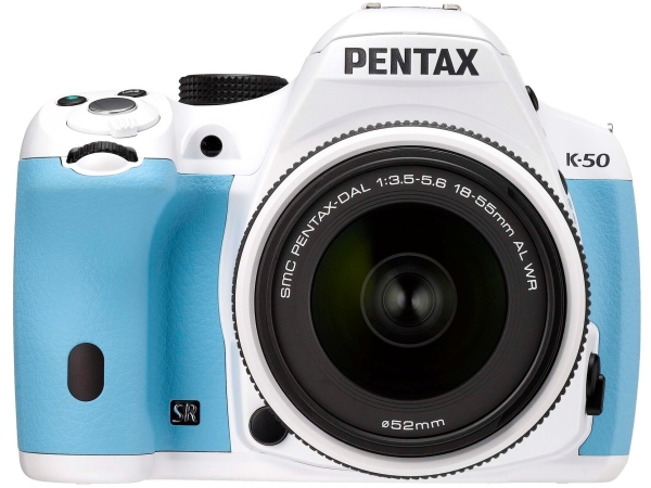 K-50の基本カラー。左上から時計回りにブラック、ホワイト、アクア、イエロー、ピンク、ブラウン。