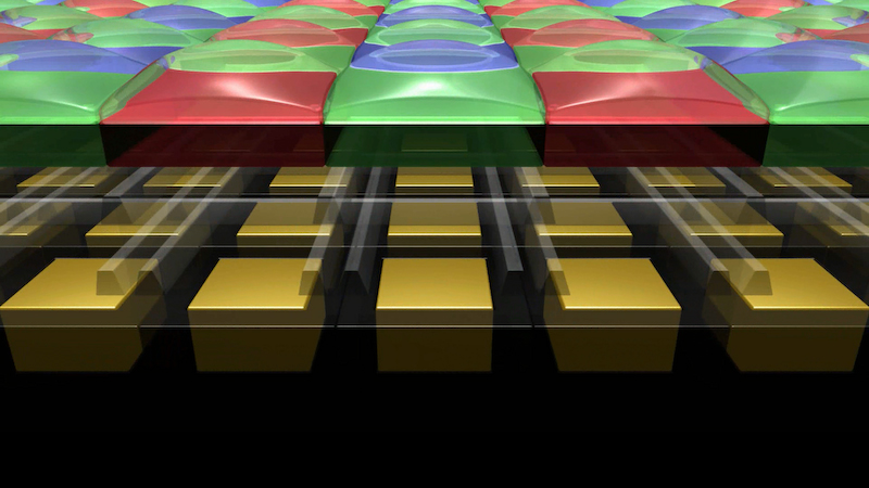 マイクロレンズとは、集光効率を上げるためにフォトダイオードの上に乗っているレンズのこと。