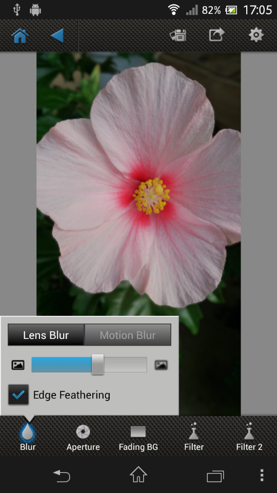 ボケ具合がくどい場合は、「Blur」のスライドバーを利用して調整しよう