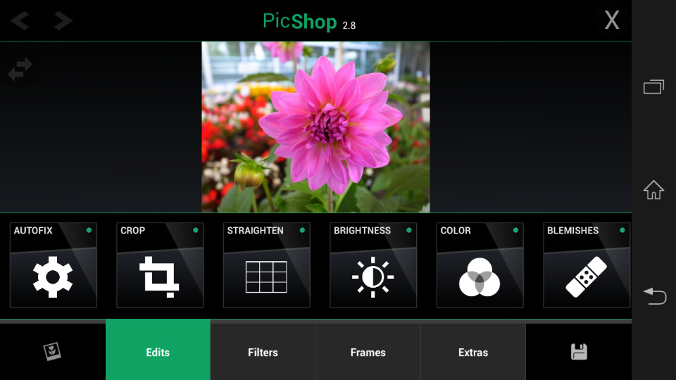 「Edits」では、基本的なものから付加価値的な機能まで、さまざまな編集機能が選択できる