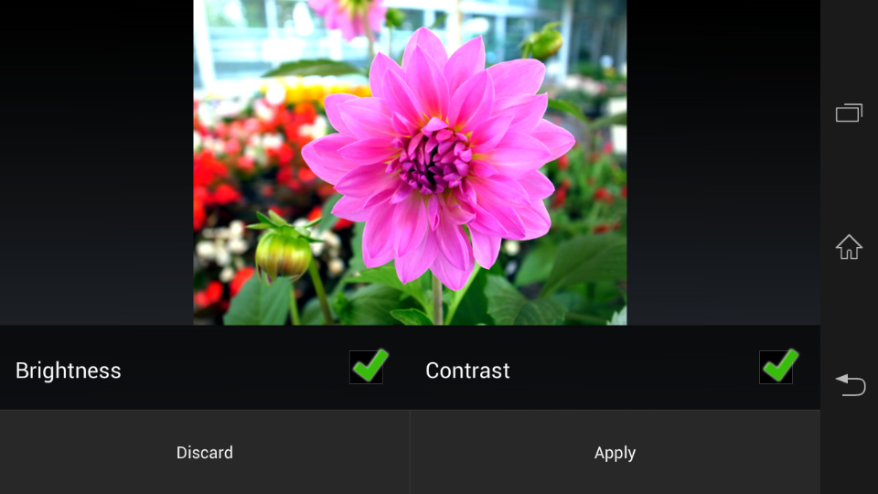 「AUTOFIX」では、「Brightness」と「Contrast」にチェックボックスが用意され、チェックを入れると自動で補正される仕組み。補正具合は少々大げさで、メリハリがでる