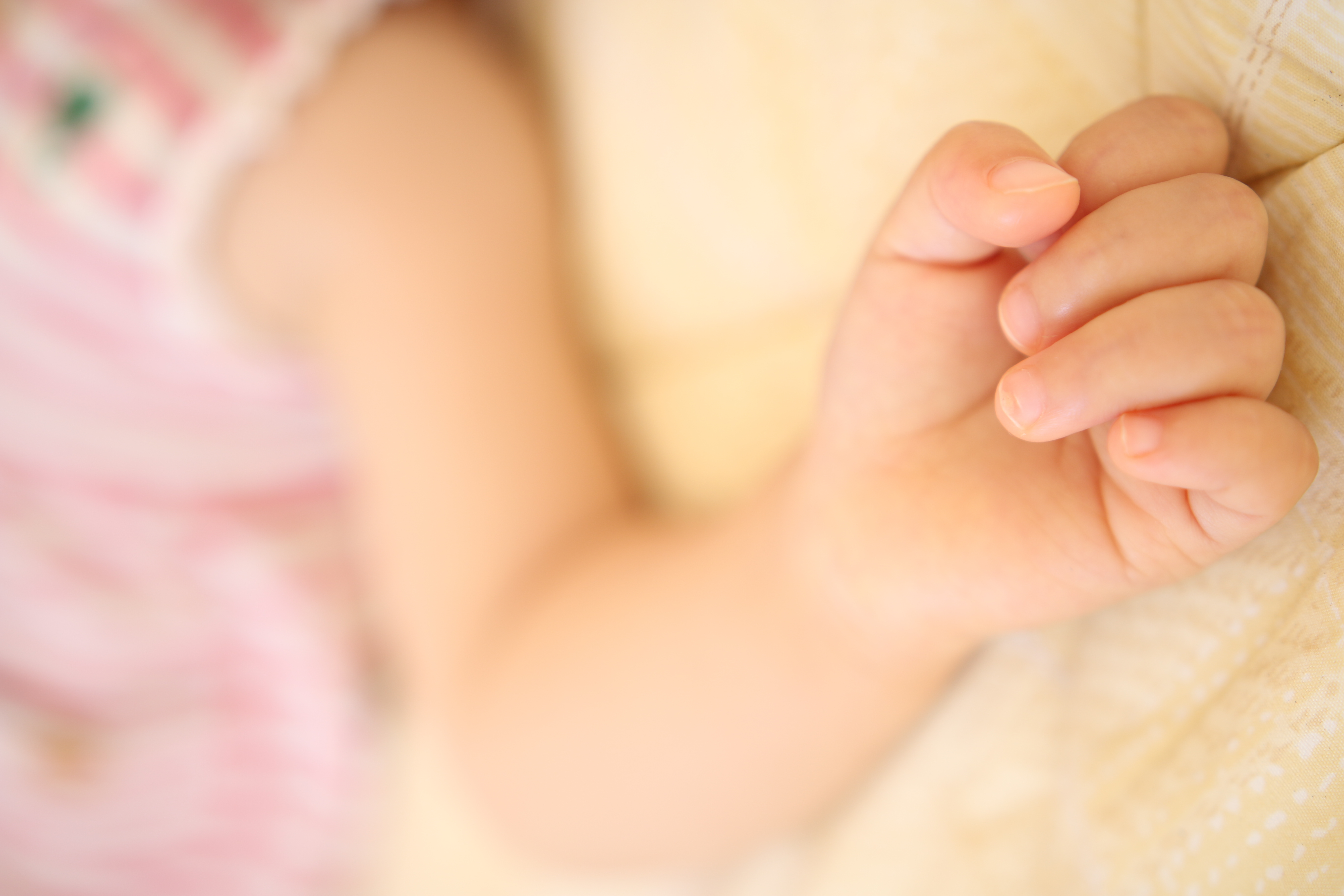 子どもの手はとても小さくて愛らしい被写体です。斜めから撮ると、腕にかけてぼけていくので、奥行きを出すことができます。生まれたばかりの頃から手のクローズアップを撮っていますが、見比べると手だけでも成長を感じることができます。EOS 70D / SIGMA 18-35mm F1.8 DC HSM / F1.8 / 1/30 / ISO100 / +2EV / 29mm