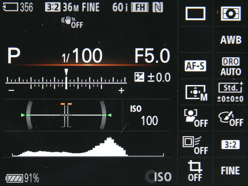 EVF撮影向けの情報表示