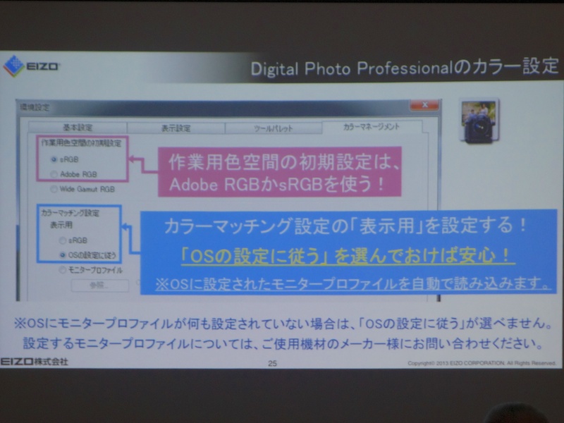 CANON Digital Photo Professsionalは、初期設定のままだとカラーマネジメントが行なわれない