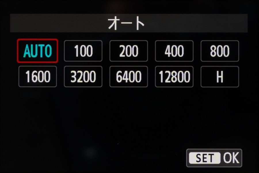 ISO感度の設定範囲は、ISO100からISO12,800と感度拡張時に選択できる「H（ISO25,600相当）」。これは先代と同じスペックだ。