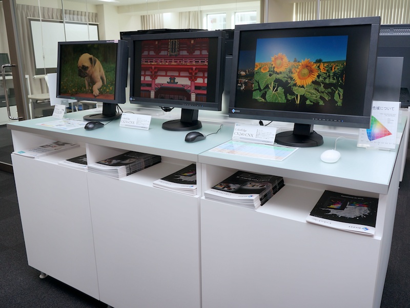 左からFlexScan SX2262W、ColorEdge CS230-CNX、ColorEdge CX240-CNX