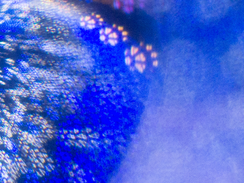 レース柄絞りを使った写真の部分拡大。玉の内側にも外側にもかなりはっきり柄が写ってますね。