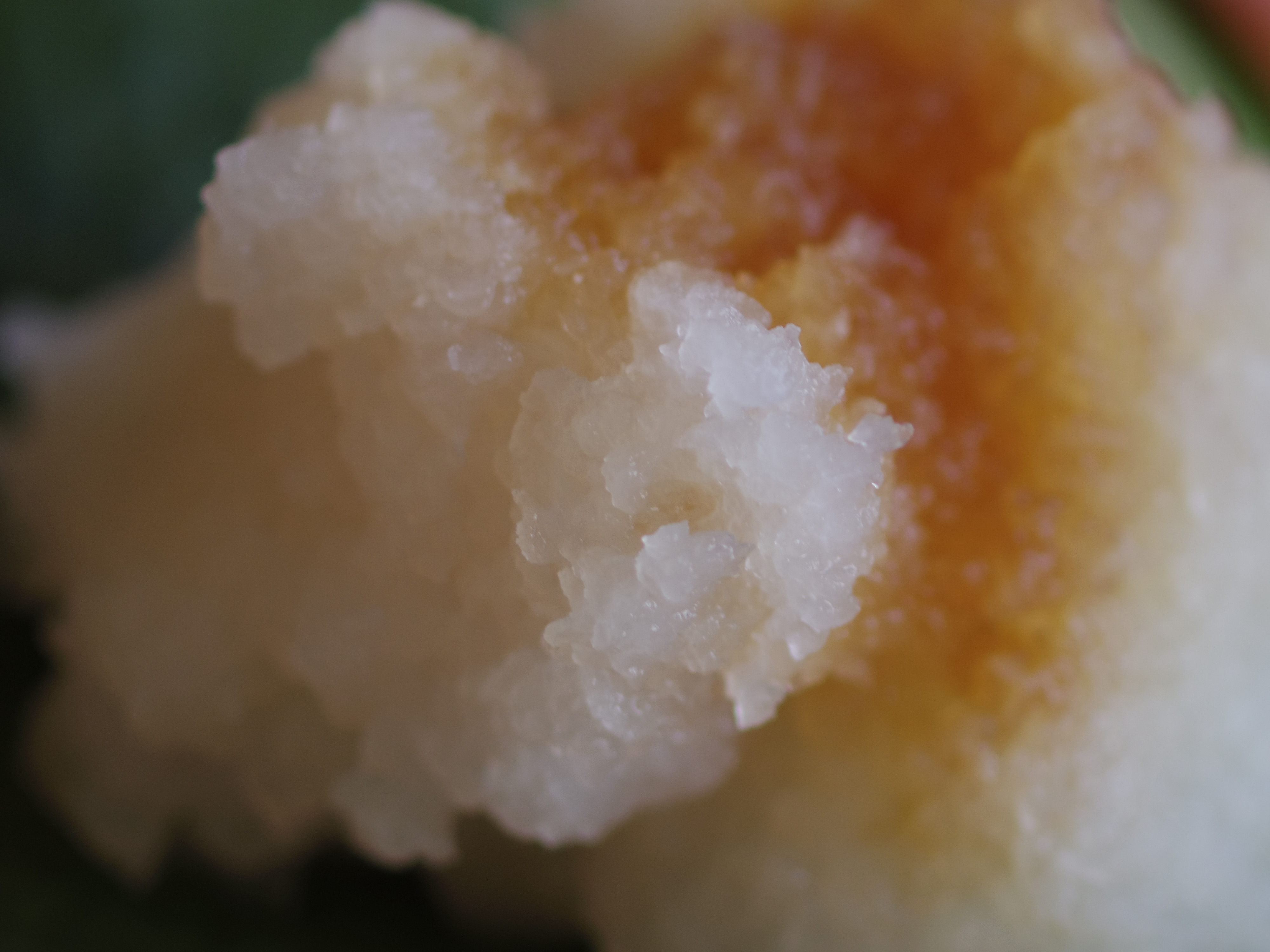 いきなり何!?……大根おろしです。マクロレンズを持っていると料理写真も普段撮らないようなカットが撮りたくなってしまいます。HD DA 35mm F2.8 Macro Limited / 1/40秒 / F2.8 / 0EV / ISO100 / 絞り優先AE / WB：オート / 35mm