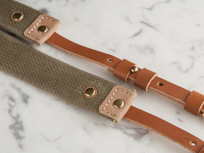 金属パーツはソリッドブラスを使用。レザーともにエイジングが楽しめる