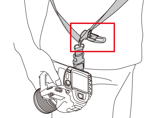 ストラップ紐の好きな位置でカメラを固定できるクイックストップ