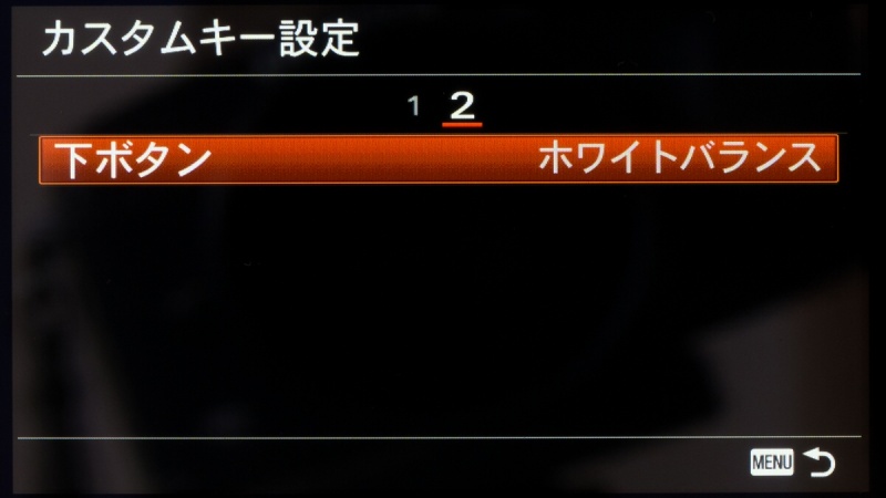 「カスタムキー設定」の2ページ目。といっても、「下ボタン」だけだけど