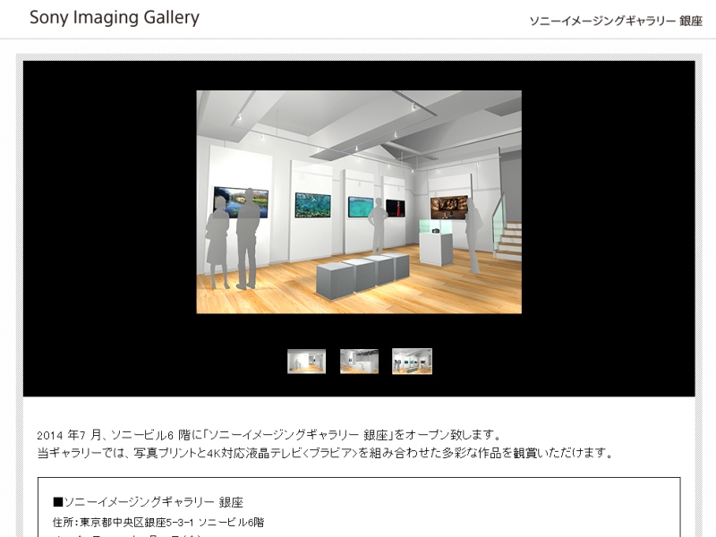 <a class="" href="http://www.sony.co.jp/united/imaging/gallery/" target="blank">ギャラリーのWebページ</a>が公開された