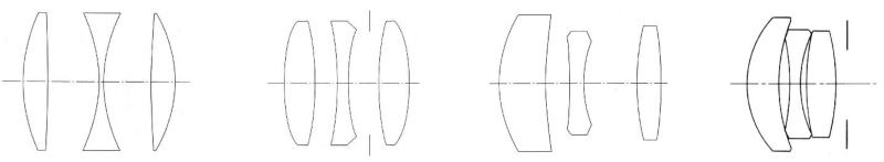 さまざまなトリプレットレンズの例