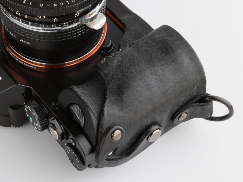 鏡面をクラッシュしたマット調が印象的。Dリングにハンドストラップを付けてもよいだろう