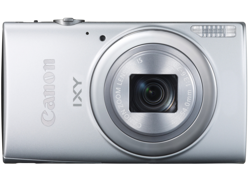 賞品の1つ「EOS M2・EF-M18-55 IS STMレンズキット」（ベイブルー、左）と「IXY 630」（シルバー、右）