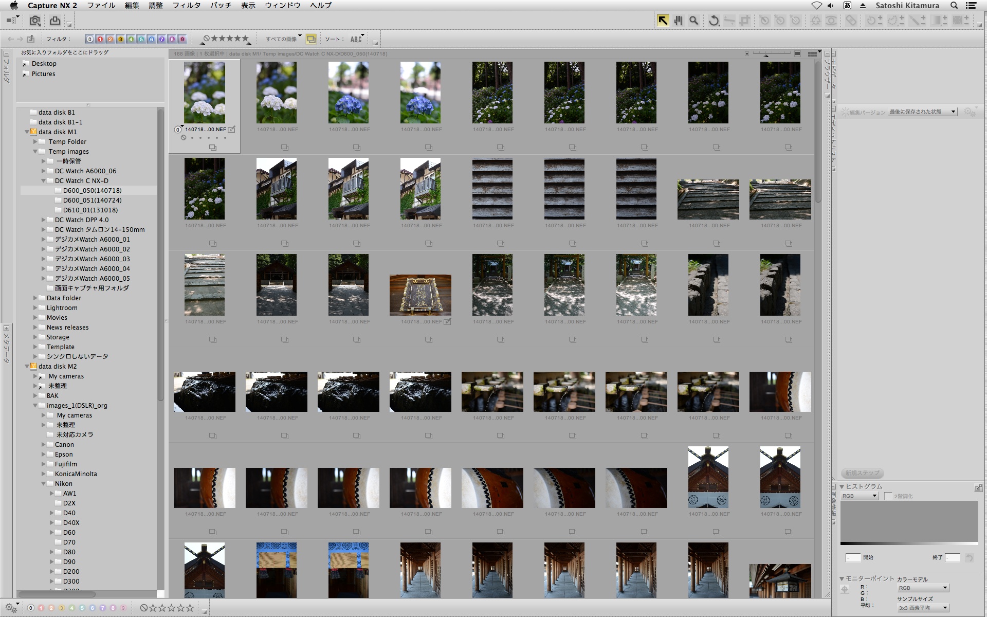 （参考）Capture NX 2の画面。明るいグレーを基調にした画面だ。