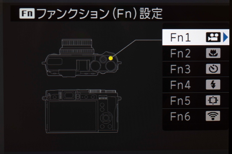 Fn（ファンクション）ボタンは計6カ所。DISPボタンを長押しすることで、この画面が現れる。ここで一括して設定が可能。