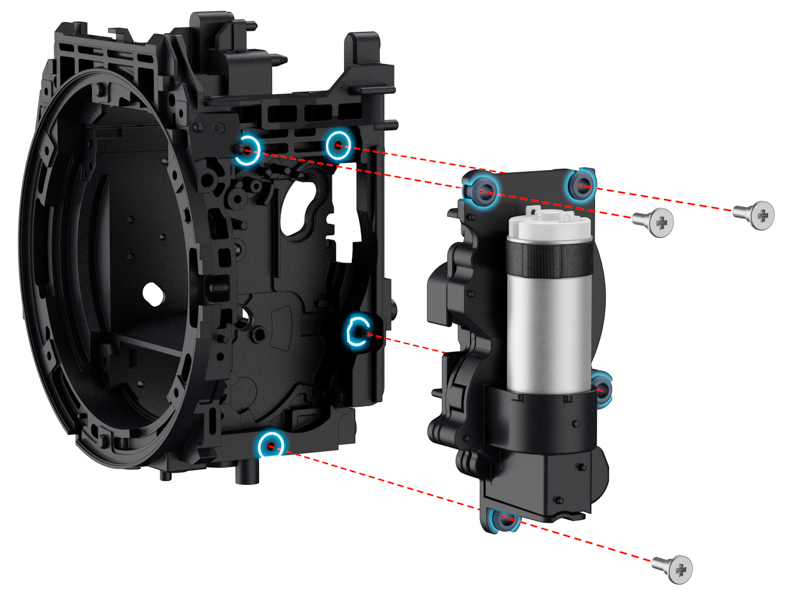 モーターはゴムを介して浮遊支持とした