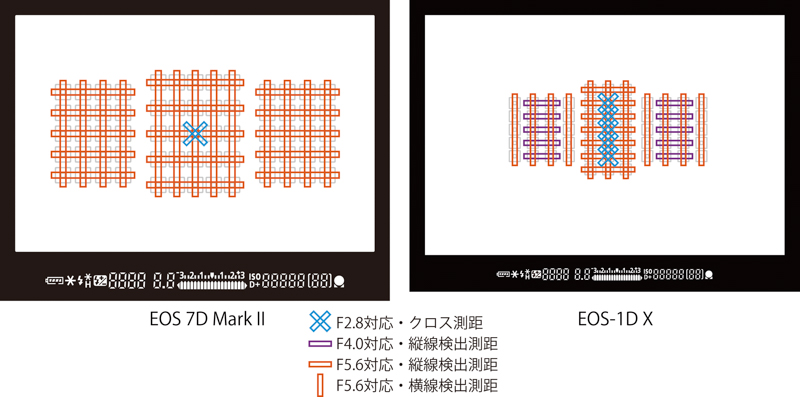 EOS-1D Xとの測距点の比較