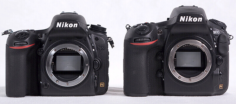 上位モデルとなるD810と並べてみると、一回りはコンパクトであることが分かるはず。重さも140ｇほど軽い
