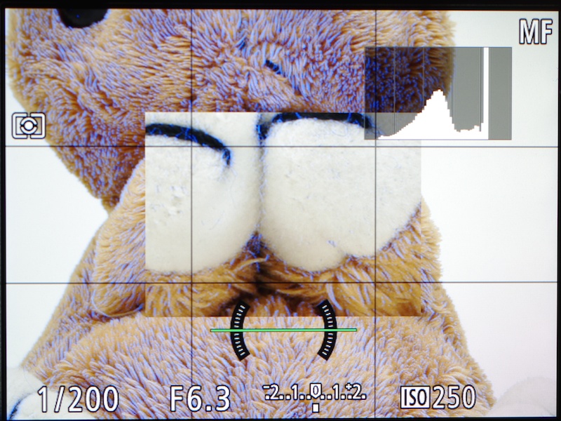 ピーキングの色をブルーにした状態