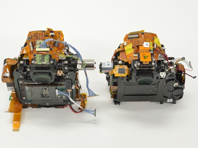 <strong class="">シャッター機構部の違い</strong><br class="">左からD750、D610。D750はシャッターユニットのグリップ側にあった部材を反対側に移動したことで、グリップの握りの深さを確保できている