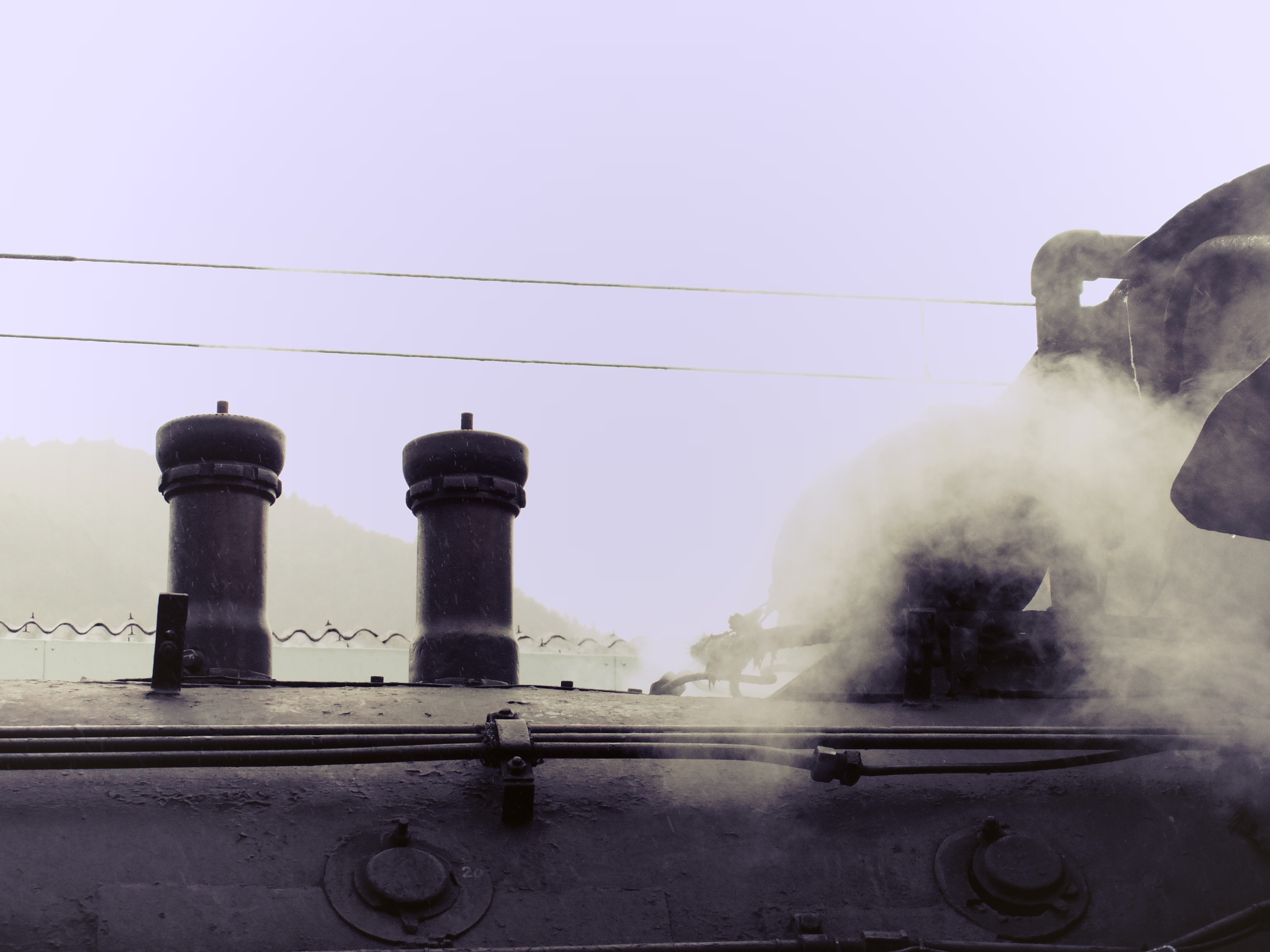 スマートエフェクト：アンティーク・パターン1。蒸気機関車の蒸気をアンティークでノスタルジックに！ISO400 / F4.5 / 1/320秒 / ±0EV / 15mm（69mm相当）