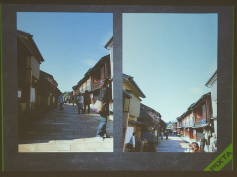 秋葉氏が例に挙げた写真。空に文字を入れることを意識した写真の方が、使う側としてはありがたいという