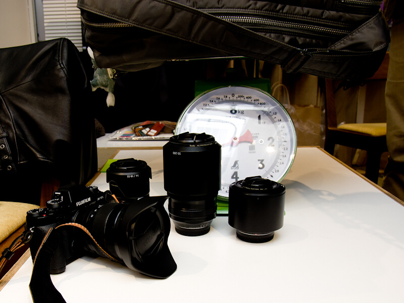 日用品に加えて、ミラーレスカメラと交換レンズ4本を同じバッグに入れて持ち歩きたいという