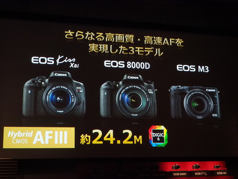 エントリーおよびミラーレスの計3機種は、約2,420万画素センサーとハイブリッドCMOS AF IIIによる高速ライブビューが特徴