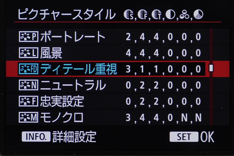 細部の描写力に優れるという新ピクチャースタイル「ディテール重視」を搭載した