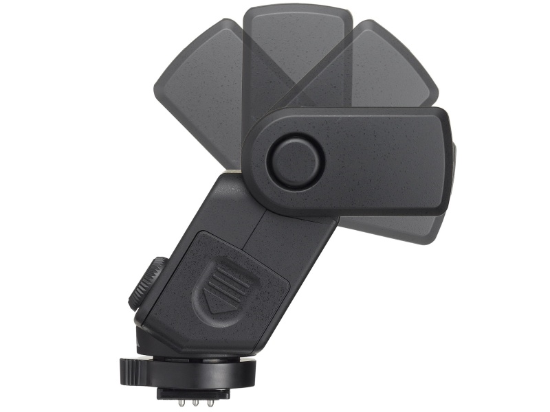 発光部は上135度〜下10度の範囲で動く。0度位置にロック機構あり