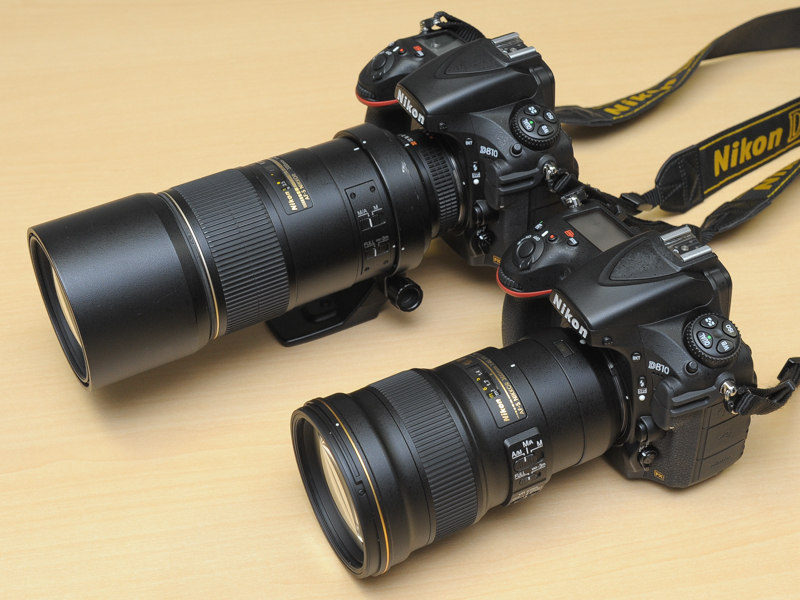 従来のAi AF-S Nikkor 300mm f/4D IF-ED（奥）との比較