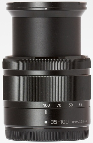 もっとも長くなる望遠端の100mm。長さは78mm