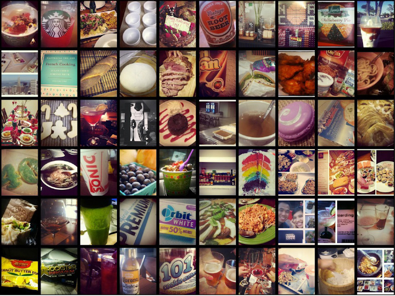 食べ物の写真が多く並ぶ