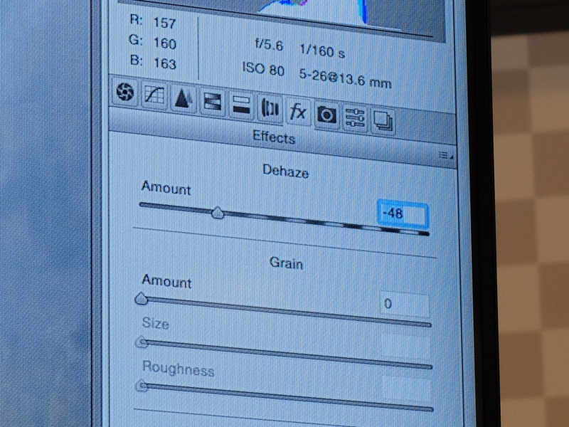 DeHazeのスライダー