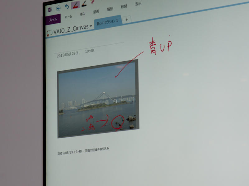 赤字で指示を書き込み、書き込み内容ごと画像を矩形キャプチャして共有できる