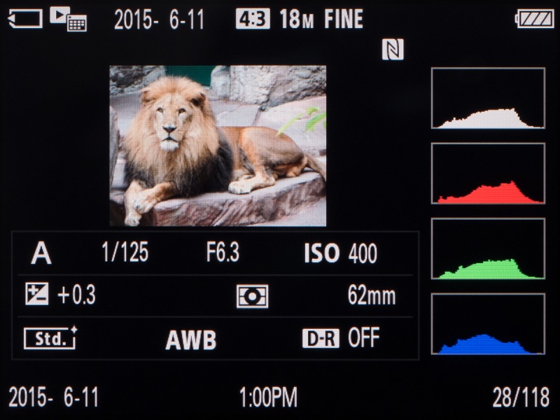ヒストグラム付きの詳細表示。