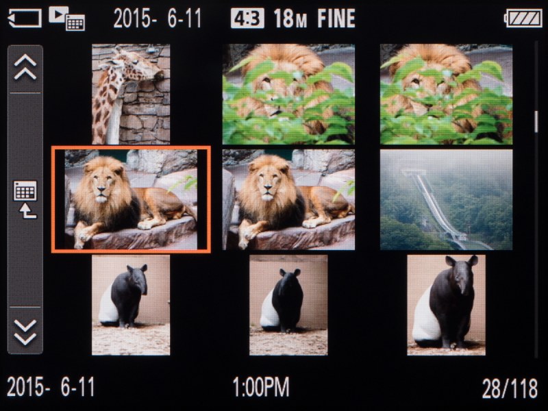 インデックス表示の画面。