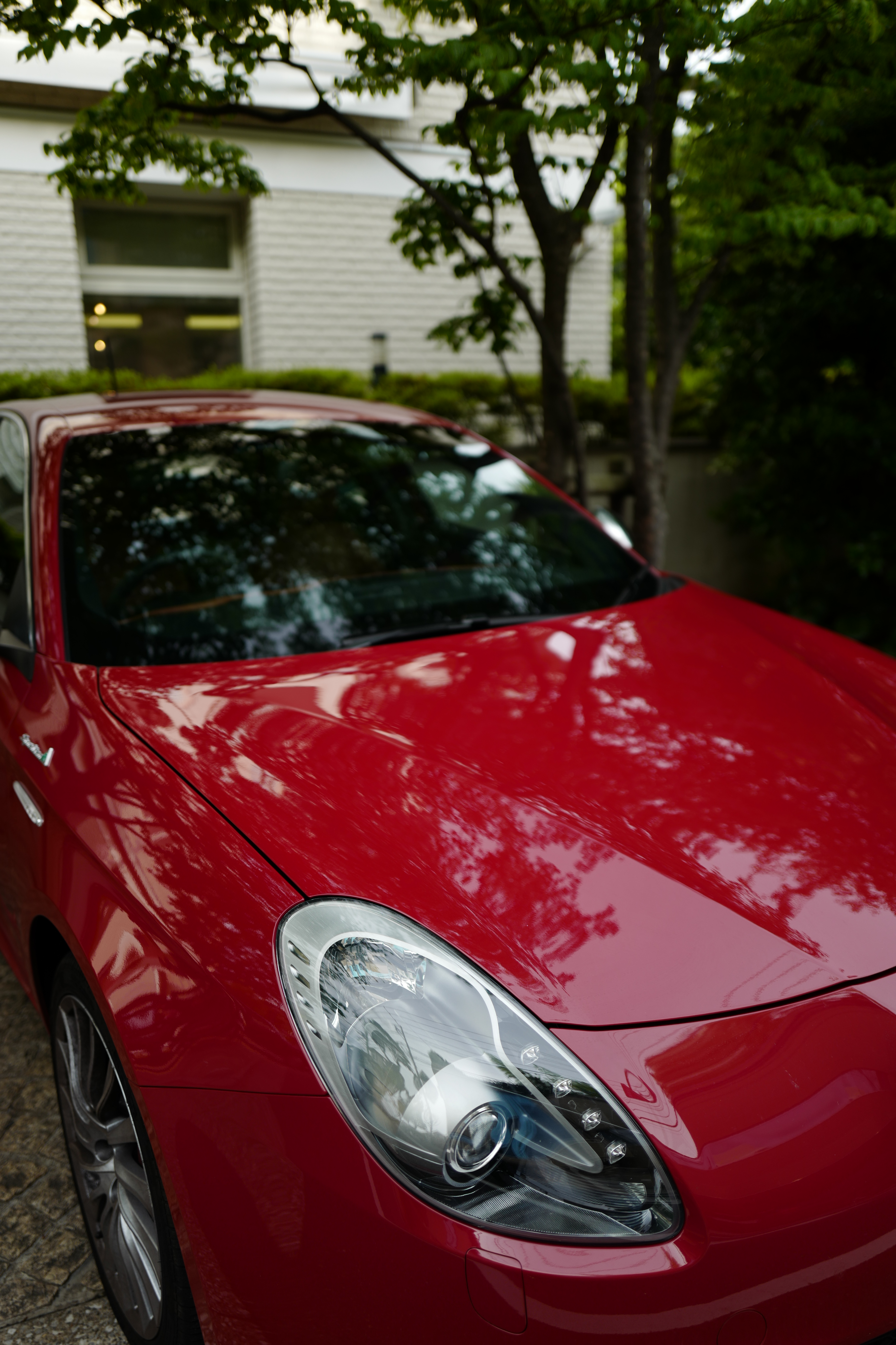 鮮やかな赤い車。それでも赤はほとんど飽和せず、車体の滑らかさがよくわかる。ライカQの色調は、鮮やかすぎず、地味すぎない。ISO100 / F1.7 / 1/1,000秒