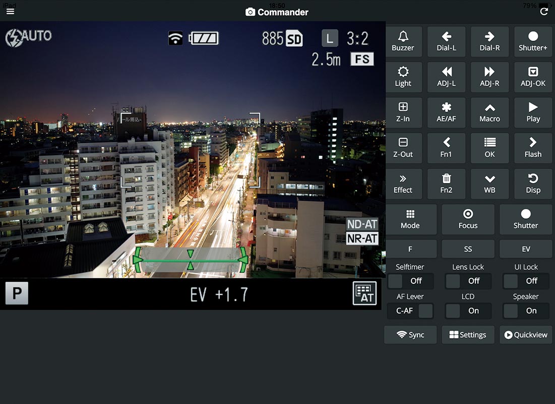 iPad用のGR Remote。GR II本体に迫る詳細な設定がワイヤレスで可能だ。