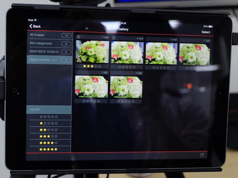 撮影画像を再生・管理するギャラリー画面