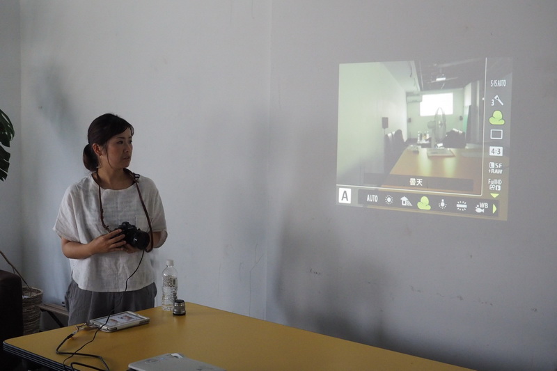 ポイントとなるカメラの設定は、メニュー画面をプロジェクターに映し参加者と一緒に事前に設定しました