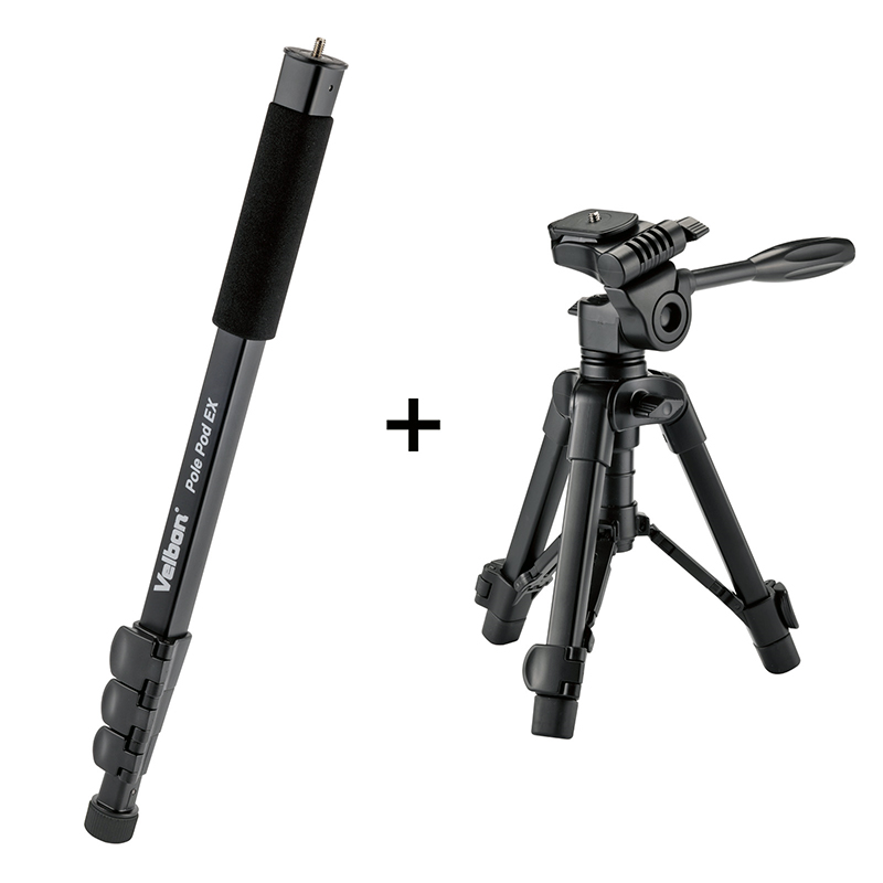 一脚と小型三脚は組み合わせられるほか、それぞれ独立して利用可能