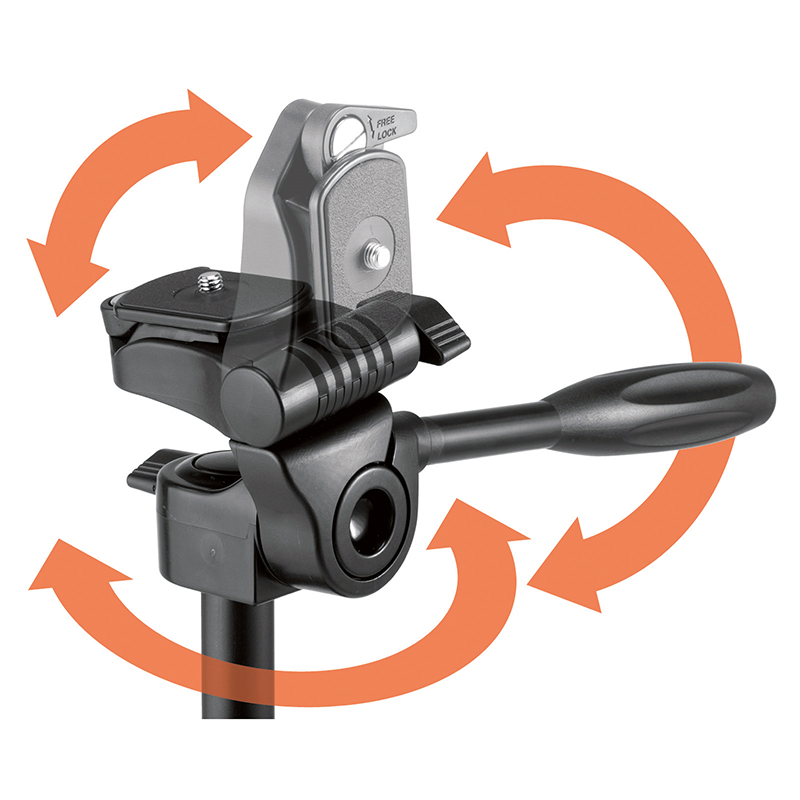 3Way雲台となっており、上下・左右・縦位置をそれぞれ独立して操作できる
